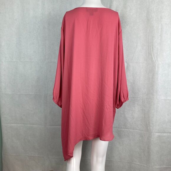 Karen Kane Shirt Womens Sz 2X Pink Flowy Stretch Asymmetrical Pullover Tunic Top - Picture 2 of 9